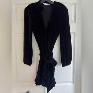 Zara black velvet button down mini dress
